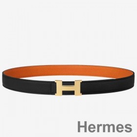 Hermes Mini Constance 24mm Reversible Belt Black/Orange