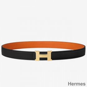 Hermes Mini Constance 24mm Reversible Belt Black/Orange