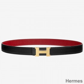 Hermes Mini Constance 24mm Reversible Belt Black/Red