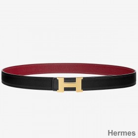 Hermes Mini Constance 24mm Reversible Belt Black/Ruby