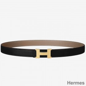 Hermes Mini Constance 24mm Reversible Belt Black/Taupe