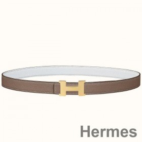 Hermes Mini Constance 24mm Reversible Belt Taupe/White
