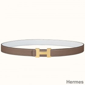 Hermes Mini Constance 24mm Reversible Belt Taupe/White