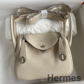 Hermes Mini Lindy Handmade Bag In Craie Clemence Leather