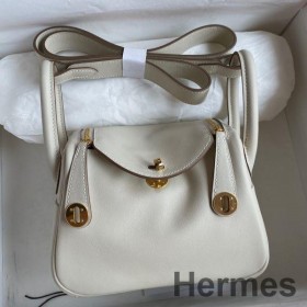 Hermes Mini Lindy Handmade Bag In Craie Swift Leather