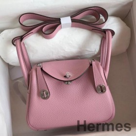 Hermes Mini Lindy Handmade Bag In Pink Clemence Leather