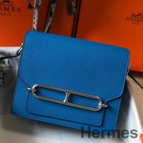 Hermes Mini Sac Roulis 18cm Bag In Blue Hydra Evercolor Calfskin