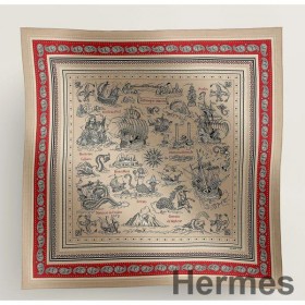Hermes Naturel Tatouages Marins Bandana Shawl 140