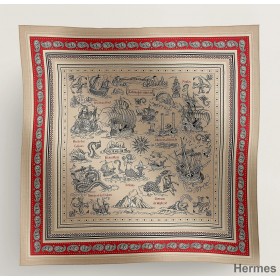 Hermes Naturel Tatouages Marins Bandana Shawl 140
