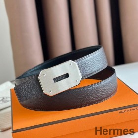 Hermes Neo Reversible Belt 32MM in Chocolate Clemence Leather