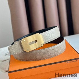 Hermes Neo Reversible Belt 32MM in Trench Clemence Leather