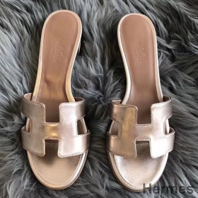 Hermes Oasis Sandals In Champagne Swift Leather