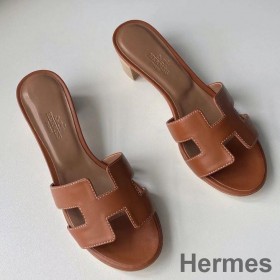 Hermes Oasis Sandals In Gold Swift Leather