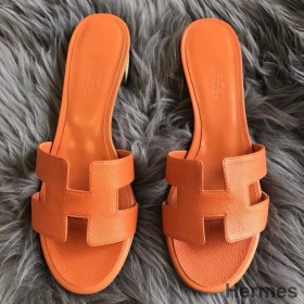 Hermes Oasis Sandals In Orange Epsom Leather