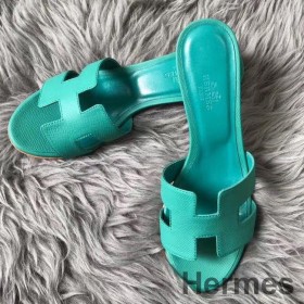 Hermes Oasis Sandals In Vert Veronese Epsom Leather