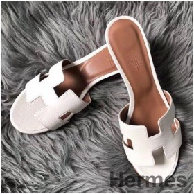 Hermes Oasis Sandals In White Epsom Leather
