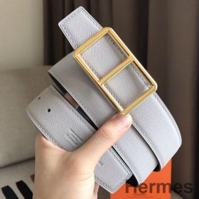 Hermes Officier Belt Buckle & White 38MM Strap
