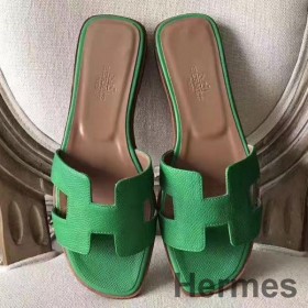 Hermes Oran Sandals In Bamboo Epsom Leather