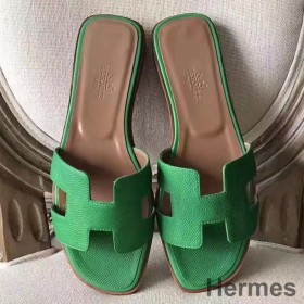 Hermes Oran Sandals In Bamboo Epsom Leather