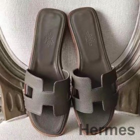 Hermes Oran Sandals In Etoupe Epsom Leather