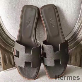 Hermes Oran Sandals In Etoupe Epsom Leather