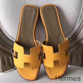 Hermes Oran Sandals In Jaune Epsom Leather