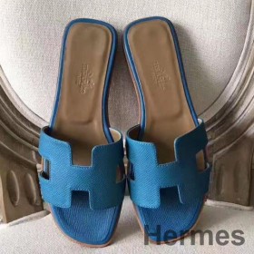Hermes Oran Sandals In Turquoise Epsom Leather