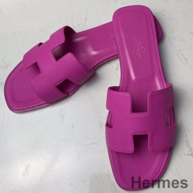 Hermes Oran Slide Sandals In Magnolia Epsom Calfskin