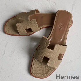 Hermes Oran Slide Sandals In Trench Epsom Calfskin