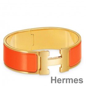 Hermes Orange Enamel Clic Clac H PM Bracelet