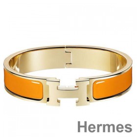 Hermes Orange Enamel Clic H PM Bracelet