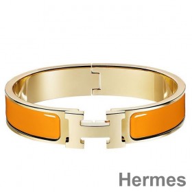 Hermes Orange Enamel Clic H PM Bracelet