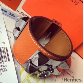 Hermes Orange Epsom Collier de Chien Bracelet Size S
