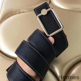 Hermes Oscar Buckle 40 MM Belt Black Reversible Leather