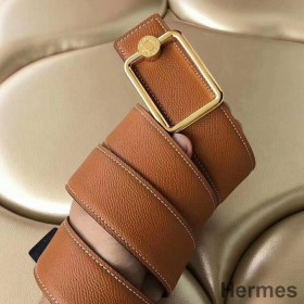 Hermes Oscar Buckle 40 MM Belt Brown Reversible Leather
