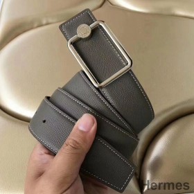 Hermes Oscar Buckle 40 MM Belt Etoupe Reversible Leather