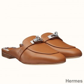 Hermes Oz Mules In Brown Calfskin
