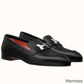 Hermes Paris Loafers In Black Goatskin