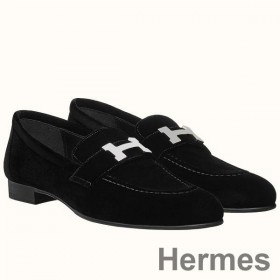 Hermes Paris Loafers In Black Velvet