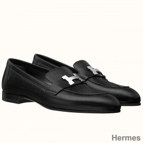 Hermes Paris Loafers In Noir Goatskin