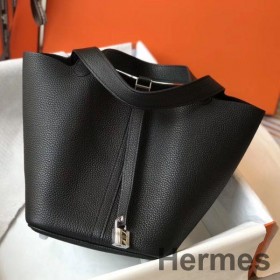 Hermes Picotin Lock 18 Bag In Black Clemence Leather
