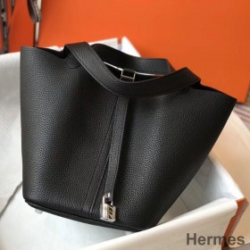Hermes Picotin Lock 18 Bag In Black Clemence Leather