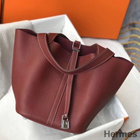 Hermes Picotin Lock 18 Bag In Bordeaux Clemence Leather