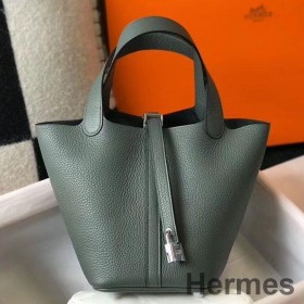 Hermes Picotin Lock 18 Bag In Vert Amande Clemence Leather
