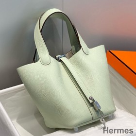 Hermes Picotin Lock 18 Bag In Vert Fizz Clemence Leather