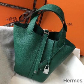 Hermes Picotin Lock 18 Bag In Vert Vertigo Clemence Leather