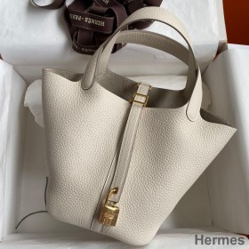 Hermes Picotin Lock 18 Handmade Bag in Craie Clemence Leather