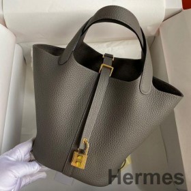 Hermes Picotin Lock 18 Handmade Bag in Etain Clemence Leather