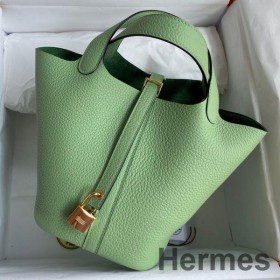 Hermes Picotin Lock 18 Handmade Bag in Vert Criquet Clemence Leather