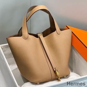 Hermes Picotin Lock 22 Bag In Chai Clemence Leather